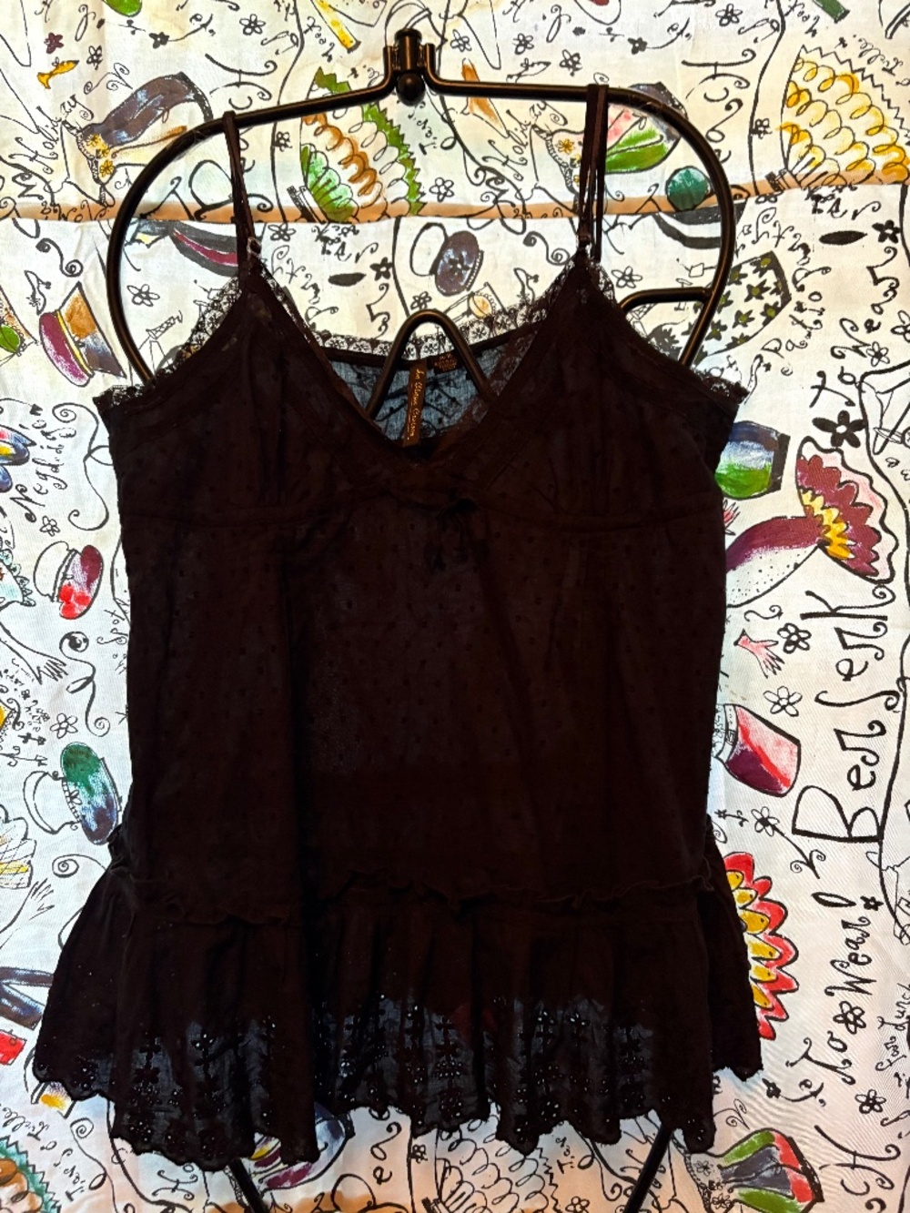 100% cotton embroidered lace trim tank